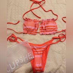 Cupshe pink and orange reversible bikini